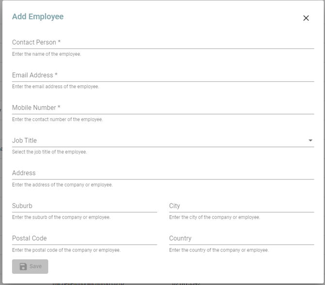 Add Employee Dialog Box