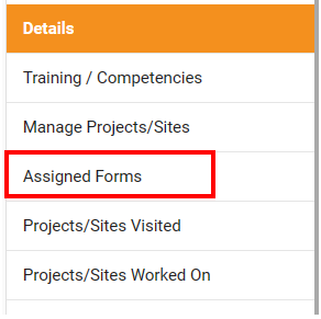Assigned Forms tab