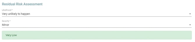 Hazards - residual risk assess