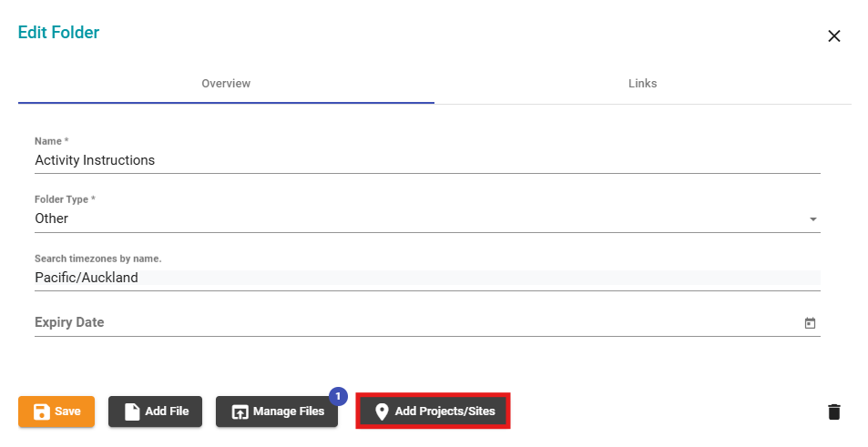 How to add and remove documents to and from a Project/Site