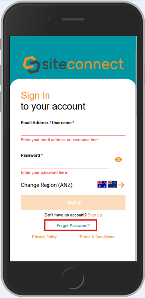 Mobile App - Forgot password