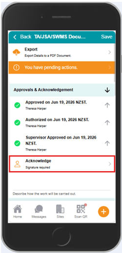Mobile App - SWMS approval