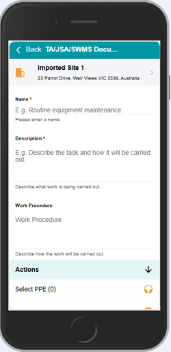 Mobile App - SWMS details
