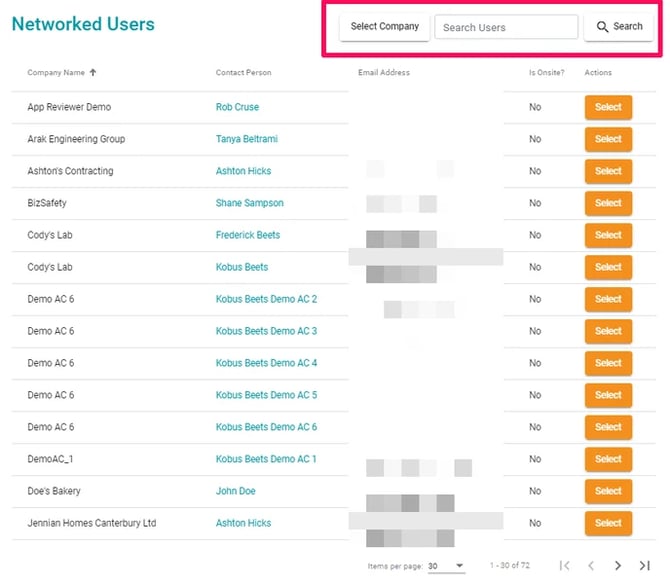 Netowkred user selection