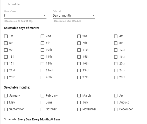 Reuccring schedule