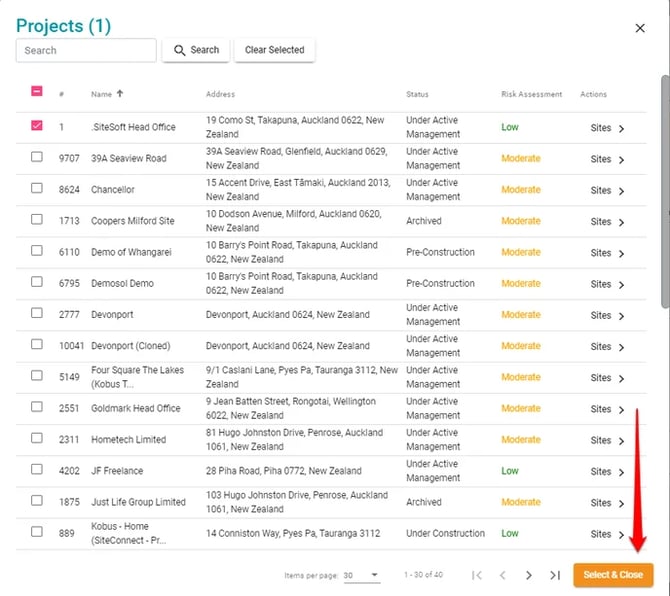 Selecting projects hazards