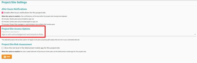 Site access options