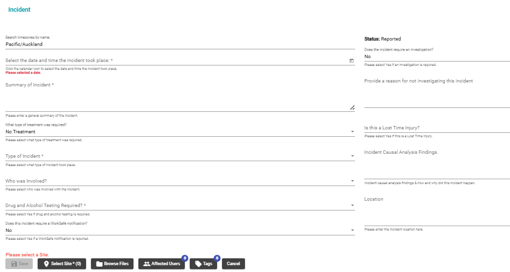 How to Create an Incident in the SiteConnect Web Portal
